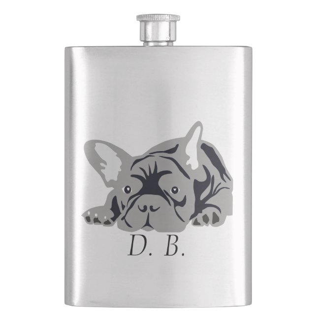 French Bulldog black Hip Flask (Front)