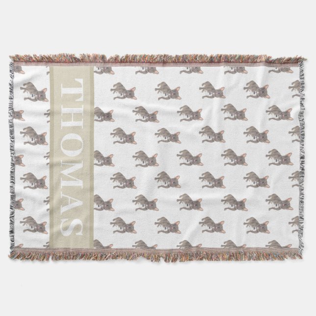 French Bulldog (Blue Grey Silver Chocolate Lilac)  Throw Blanket (Front)