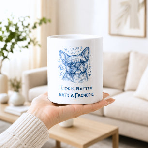 French Bulldog blue lineart doodle frenchie Coffee Mug