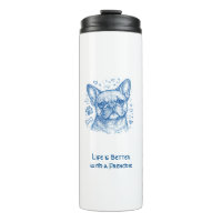 French Bulldog blue lineart doodle frenchie