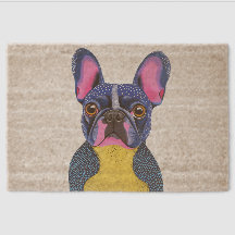 French Bulldog Blue Yellow and Pink Art 