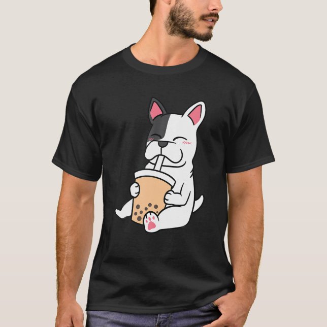 French Bulldog Boba Milk Tea Bubble Tea Lover JT T-Shirt (Front)