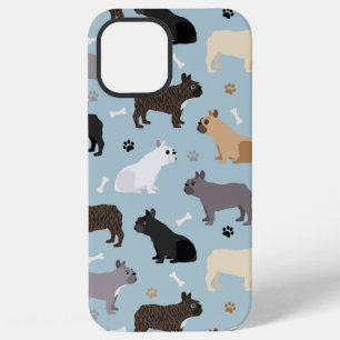 French Bulldog Bones and Paws Blue iPhone 12 Pro Max Case