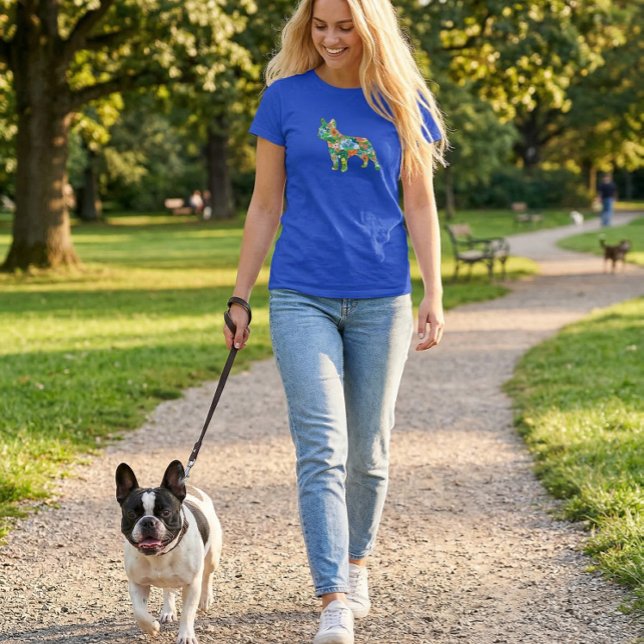 French Bulldog Botanical Silhouette  T-Shirt (French Bulldog T-Shirt)