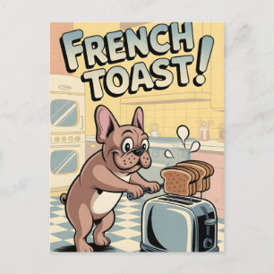 French Bulldog Breakfast Cartoon Art Postcard