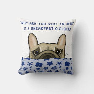 French Bulldog Breakfast O’Clock Throw Pillow