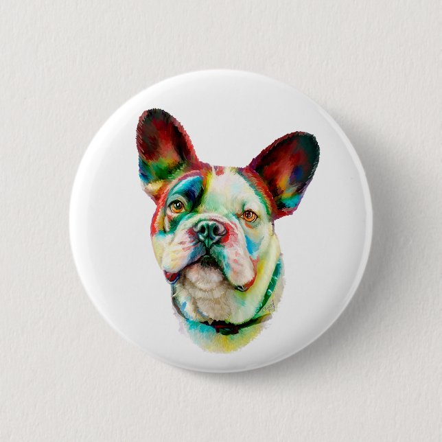 French Bulldog Bright Bust 2 Inch Round Button (Front)