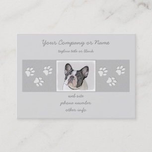 French Bulldog (Brindle Pied) Painting - Dog Art Business Card