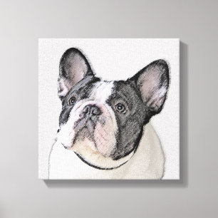 French Bulldog (Brindle Pied) Painting - Dog Art Canvas Print