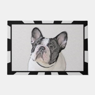 French Bulldog (Brindle Pied) Painting - Dog Art Doormat