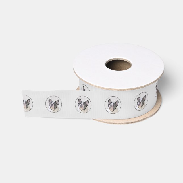 French Bulldog (Brindle Pied) Painting - Dog Art Grosgrain Ribbon (Spool)