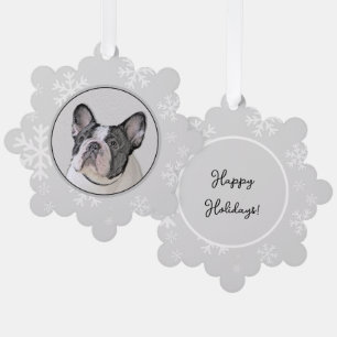 French Bulldog (Brindle Pied) Painting - Dog Art Ornament Card