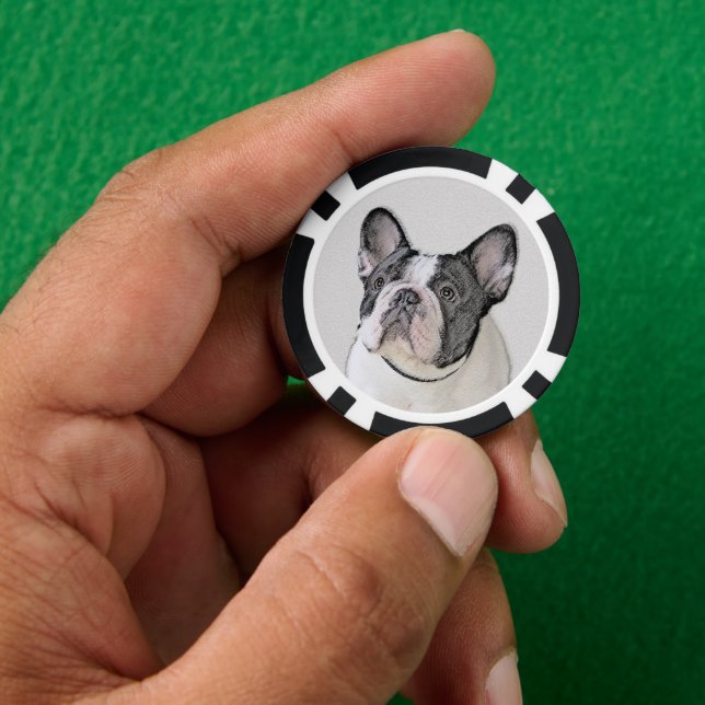French Bulldog (Brindle Pied) Painting - Dog Art Poker Chips (Hand)