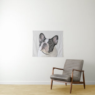French Bulldog (Brindle Pied) Painting - Dog Art Tapestry