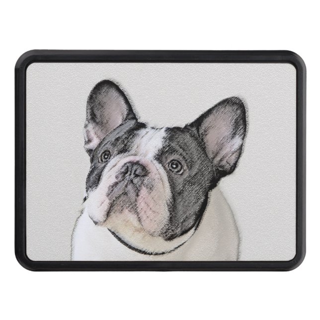 French Bulldog (Brindle Pied) Painting - Dog Art Trailer Hitch Cover (Front)