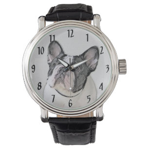 French Bulldog (Brindle Pied) Painting - Dog Art Watch