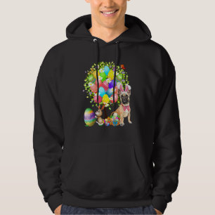 French Bulldog Bunny Happy Easter Day Tree Eggs Hoodie