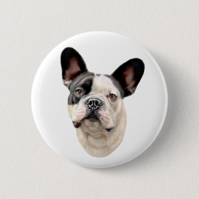 French Bulldog BW Bust 2 Inch Round Button (Front)