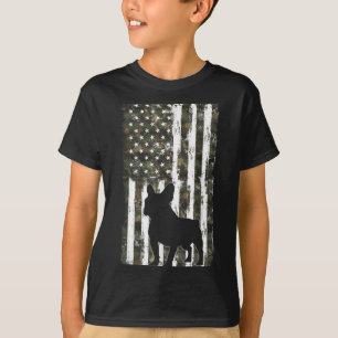 French Bulldog Camouflage American Flag USA T-Shirt
