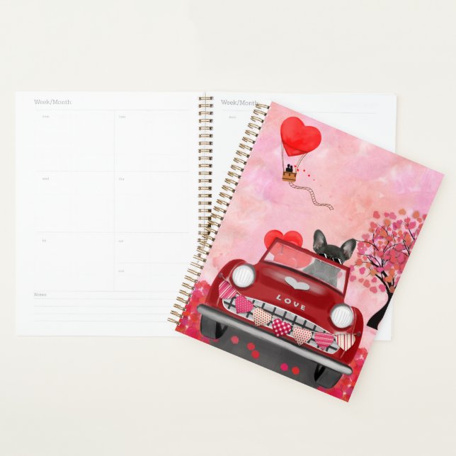 French Bulldog Car with Hearts Valentine's  Planner (Display)