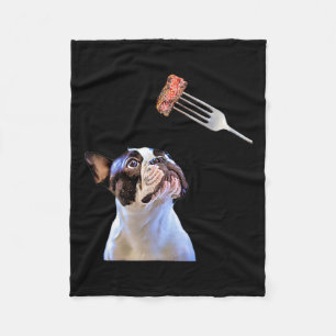 French Bulldog Cartoon Filter Steak Dinner Fun Dog Fleece Blanket