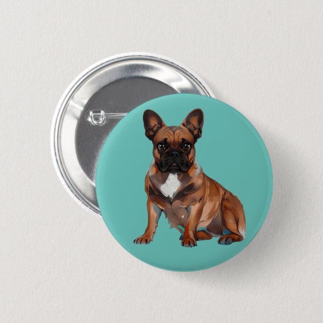 French Bulldog Cartoon French Bulldog 2 Inch Round Button (Front & Back)