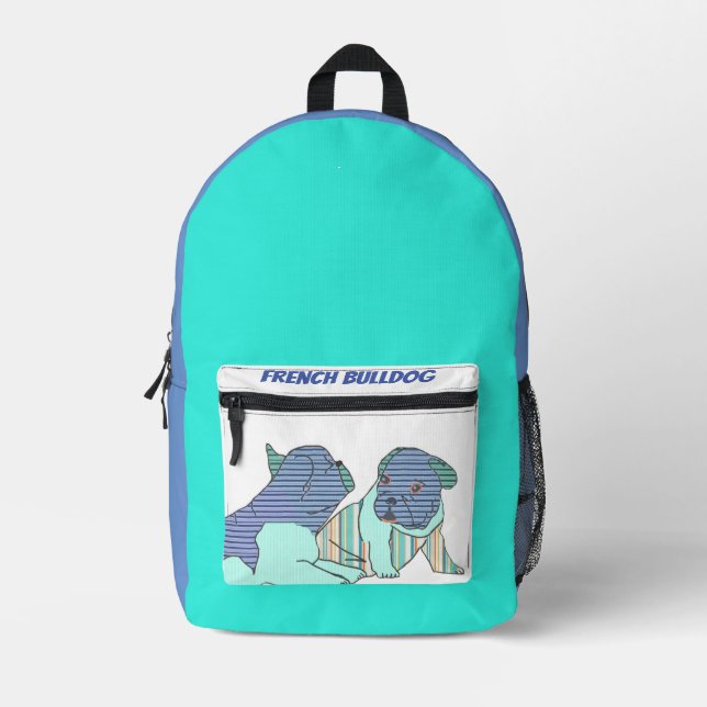 French Bulldog Cartoon French Bulldog Printed Backpack (Front)