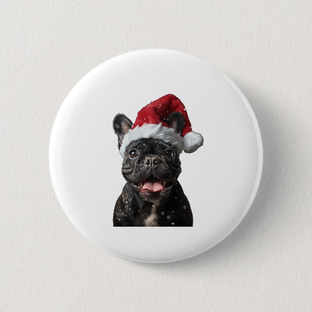 French Bulldog Christmas  2 Inch Round Button (Front)