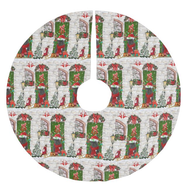 French Bulldog Christmas  Brushed Polyester Tree Skirt (Front)