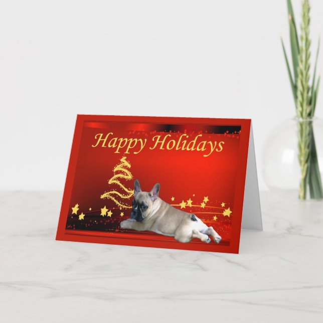 French Bulldog Christmas Card Stars (Front)