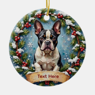 French Bulldog Christmas Ceramic Ornament