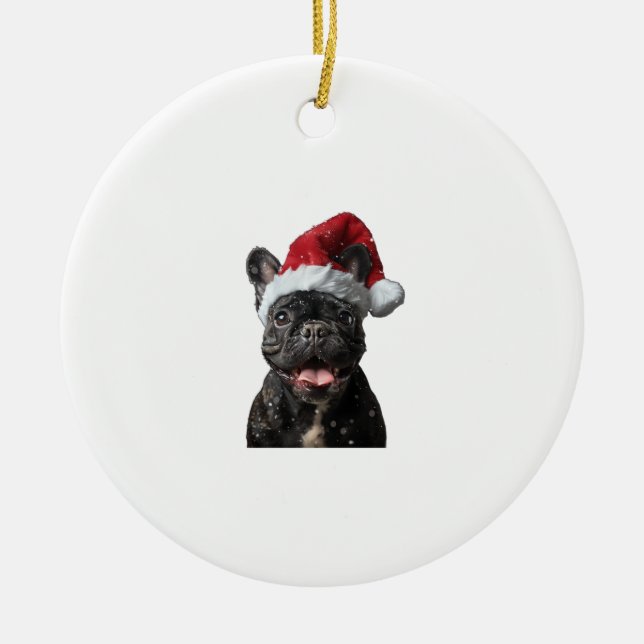French Bulldog Christmas  Ceramic Ornament (Front)