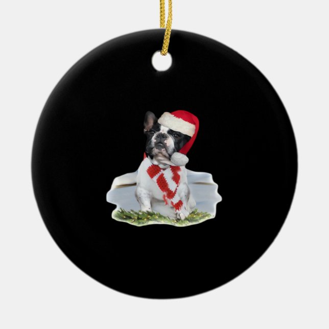 French Bulldog Christmas Day Holidays Gifts Classi Ceramic Ornament (Front)