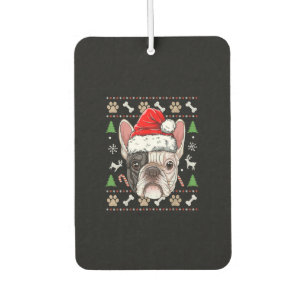 french bulldog christmas dog santa with hat gift air freshener