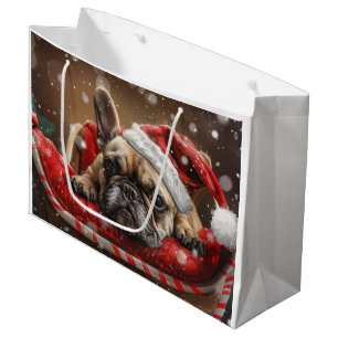 French Bulldog Christmas Festive  Large Gift Bag
