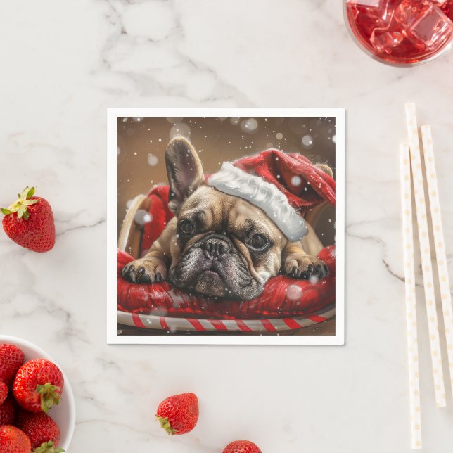 French Bulldog Christmas Festive  Napkin (Insitu)