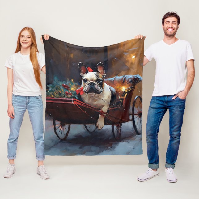 French Bulldog Christmas Festive Season Fleece Blanket (In Situ)