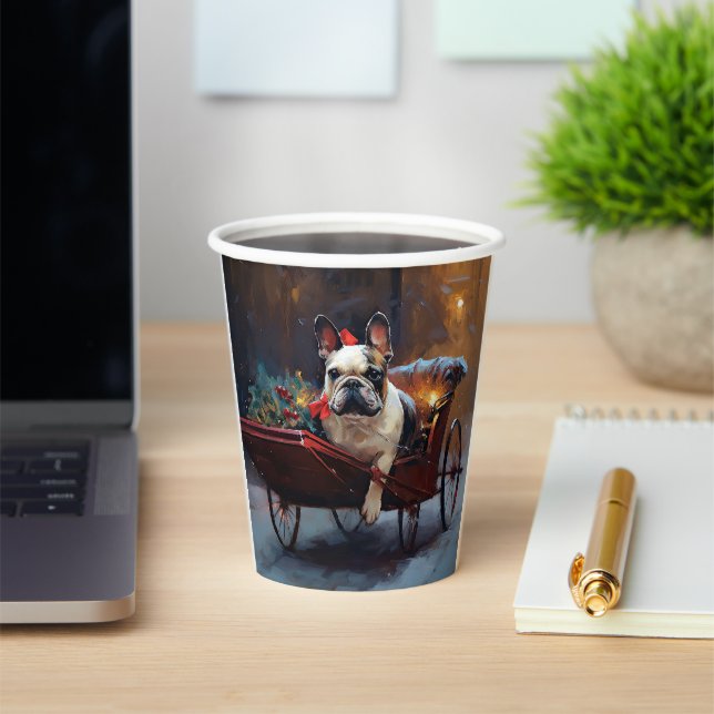 French Bulldog Christmas Festive Season Paper Cups (Insitu)