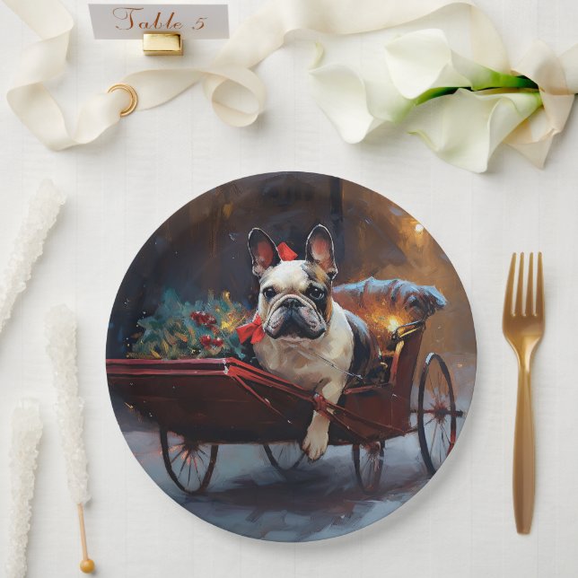French Bulldog Christmas Festive Season Paper Plate (Wedding)