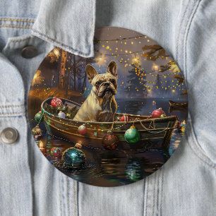 French Bulldog Christmas Festive Voyage 6 Inch Round Button