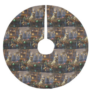 French Bulldog Christmas Festive Voyage  Brushed Polyester Tree Skirt