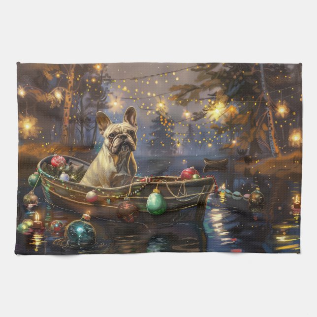 French Bulldog Christmas Festive Voyage  Kitchen Towel (Horizontal)