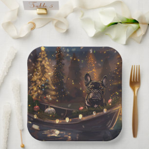 French Bulldog Christmas Festive Voyage Paper Plate