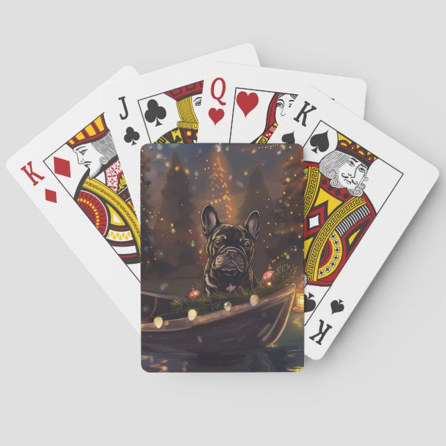 French Bulldog Christmas Festive Voyage Playing Cards (Back)