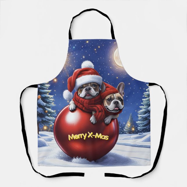 French Bulldog Christmas French Bulldog Apron (Front)