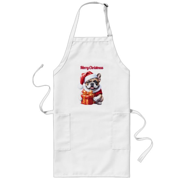 French Bulldog Christmas French Bulldog Long Apron (Front)