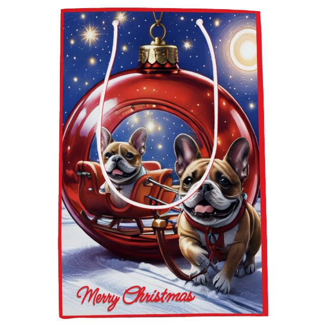French Bulldog Christmas French Bulldog Medium Gift Bag (Front)