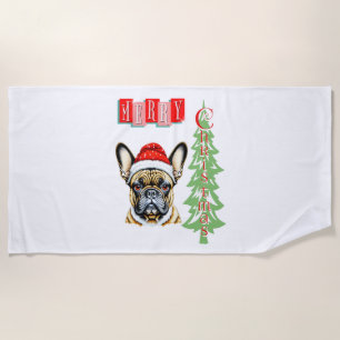 French Bulldog Christmas gift Beach Towel