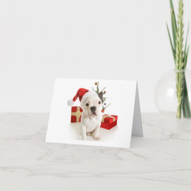 French bulldog Christmas greetings card (Front)