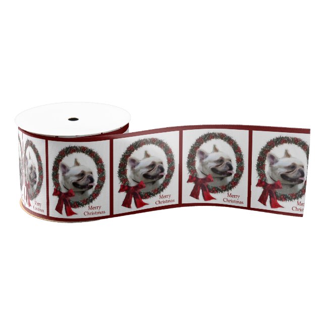 French Bulldog Christmas Grosgrain Ribbon (Spool)